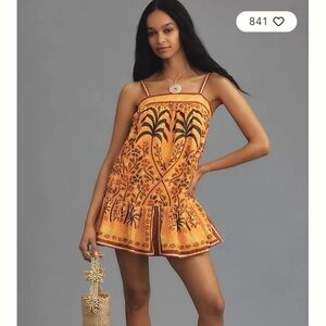 Farm Rio Sleeveless Square-Neck Shift Mini Dress. New With Tags.Medium Petite